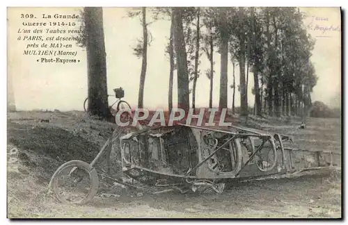 Cartes postales Avion Aviation L&#39un des Taubes venus a Paris pres de May en Multien