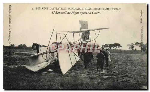 Cartes postales Avion Aviation Semaine d&#39aviation Bordeaux Beau Desert Merignac L&#39appareil de Rigal apres