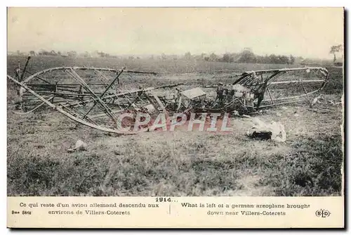 Cartes postales Avion Aviation Ce qui reste d&#39un avion allemand descendu aux environs de Villiers Cotterets