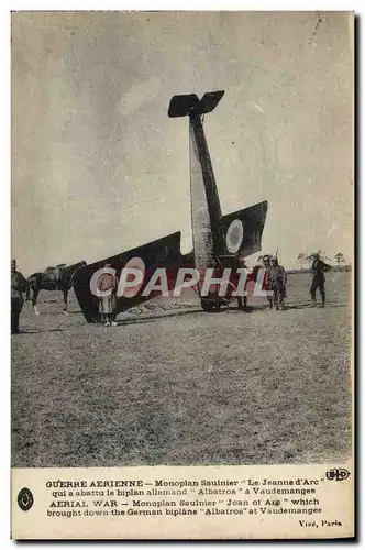 Ansichtskarte AK Avion Aviation Monoplan Saulnier Le Jeanne d&#39Arc qui a battu le biplan allemand Albatros a Va