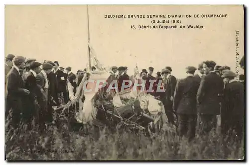 Cartes postales Avion Aviation Deuxieme Grande semaine d&#39aviation de Champagne 3 juillet 1910 Debris de l&#39