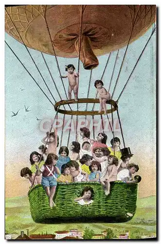 Cartes postales Avion Aviation Enfants Dirigeable