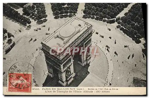 Ansichtskarte AK Avion Aviation paris en Ballon L&#39arc de Triomphe de l&#39Etoile