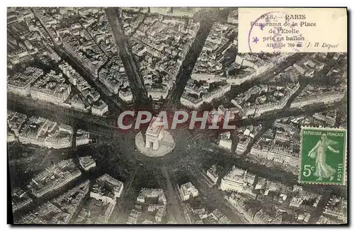 Ansichtskarte AK Avion Aviation Paris panorama de l&#39Etoile pris en ballon