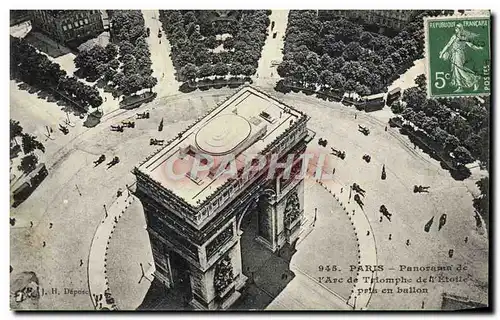 Cartes postales Avion Aviation Paris panorama de l&#39Etoile pris en ballon