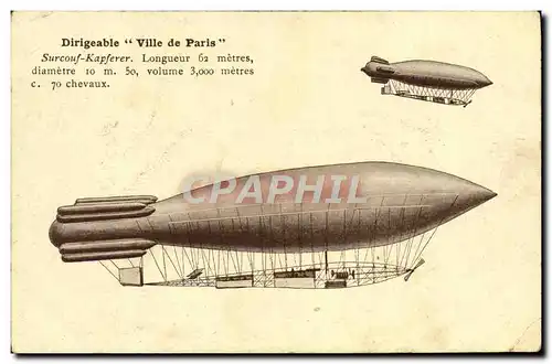 Ansichtskarte AK Avion Aviation Dirigeable Ville de Paris Surcouf Kapferer