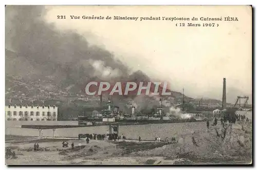 Cartes postales Bateau Guerre Vue generale du Missiessy pendant l'explosion du cuirasse Iena 12 mars 1907