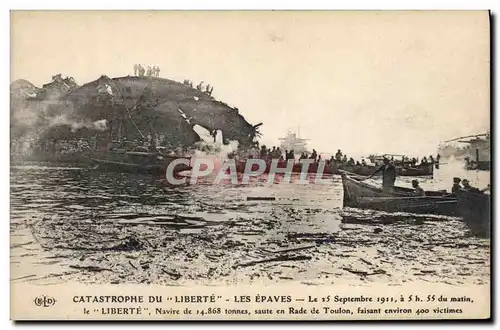 Cartes postales Bateau Guerre Catastrophe du Liberte Les epaves