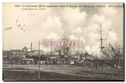 Ansichtskarte AK Bateau Guerre Catastrophe du Iena explosant dans le bassin de Missiessy Toulon