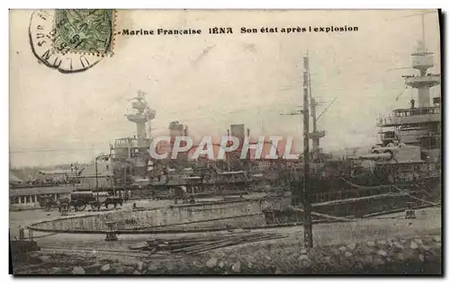 Cartes postales Bateau Guerre Catastrophe du Iena Son etat apres l'explosion