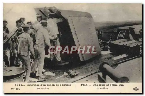 Cartes postales Bateau Guerre Equipage d'un canon de 6 pouces en action