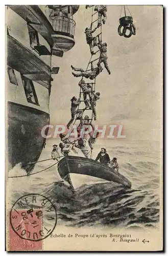 Ansichtskarte AK Bateau Guerre Echelle de Poupe d&#39apres Bourgain