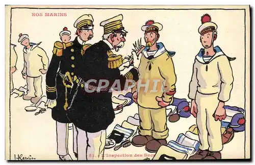 Cartes postales Illustrateur Gervese Nos Marins Inspection des sacs