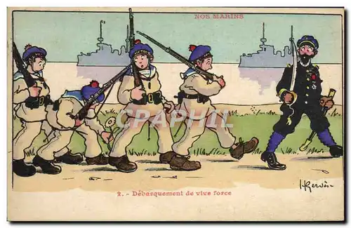 Ansichtskarte AK Illustrateur Gervese Nos Marins Debarquement de vive force