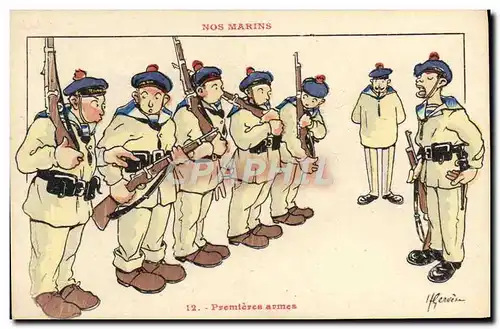 Cartes postales Illustrateur Gervese Nos Marins Premieres armes