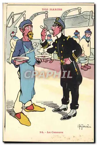 Cartes postales Illustrateur Gervese Nos Marins La censure