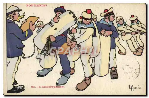 Cartes postales Illustrateur Gervese Nos Marins L'embarquement