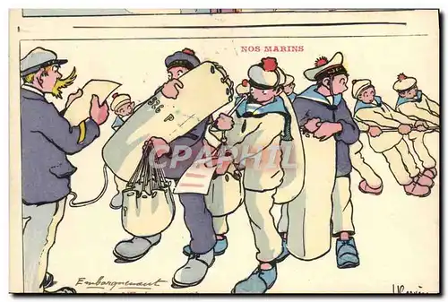 Cartes postales Illustrateur Gervese Nos Marins Embarquement