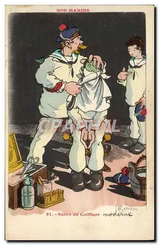 Cartes postales Illustrateur Gervese Nos Marins Salon de Coiffure Coiffeur