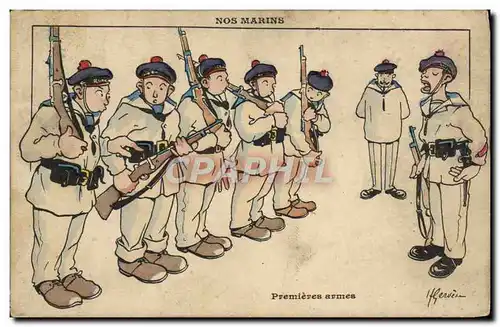Cartes postales Illustrateur Gervese Nos Marins Premieres armes