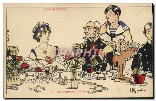 Cartes postales Illustrateur Gervese Nos Marins Le coup de foudre