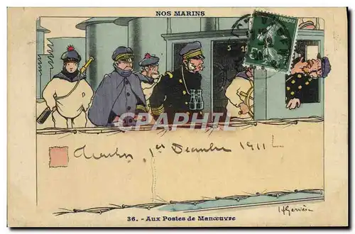 Cartes postales Illustrateur Gervese Nos Marins Aux postes de manoeuvre