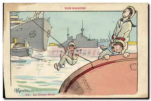 Cartes postales Illustrateur Gervese Nos Marins Le Corps mort