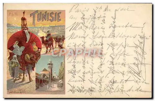 Cartes postales Train PLM Tunisie Chameau