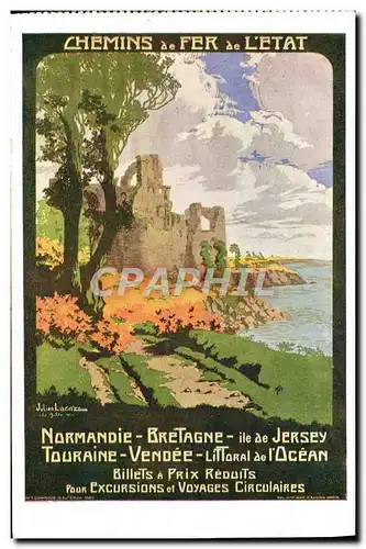 Cartes postales Train Chemins de fer de l&#39Etat Normandie Bretagne Ile de Jersey Touraine Vendee