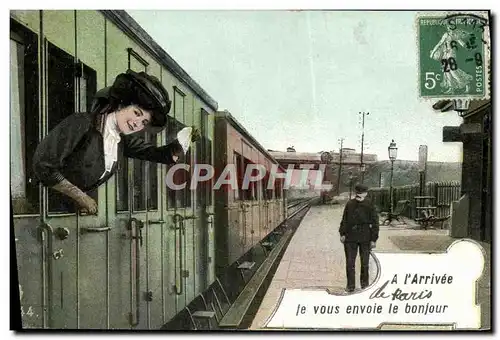 Cartes postales Train Arrivee de Paris