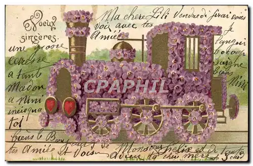 Cartes postales Train Fleurs