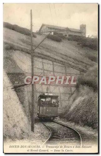 Ansichtskarte AK Tramway Rouen Bonsecours Tramways de Rouen a Bon-Secours et Mesnil Esnard Dans la Cavee