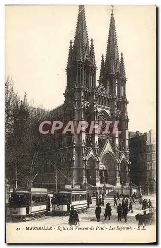 Ansichtskarte AK Tramway Marseille Eglise St Vincent de paul Les reformes