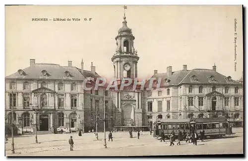 Cartes postales Tramway Rennes L&#39hotel de ville