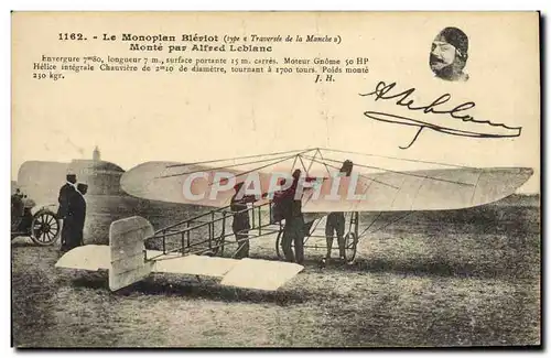 Ansichtskarte AK Avion Aviation Le monoplan Bleriot monte par Alfred Leblanc