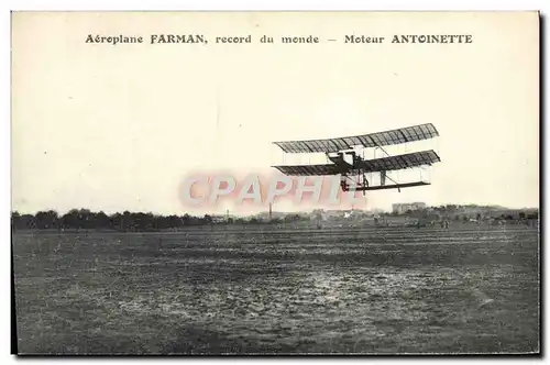 Ansichtskarte AK Avion Aviation Aeroplane Farman record du monde Moteur Antoinette