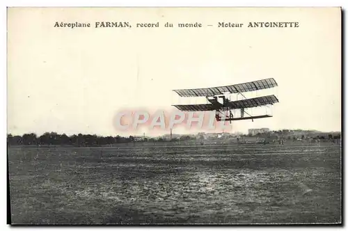 Cartes postales Avion Aviation Aeroplane Farman record du monde Moteur Antoinette