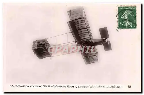 Ansichtskarte AK Avion Aviation De Rue Sur biplan Voisin a Reims 29 aout 1909