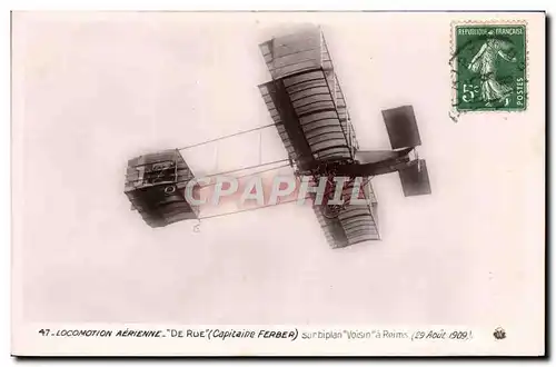 Cartes postales Avion Aviation De Rue Sur biplan Voisin a Reims 29 aout 1909