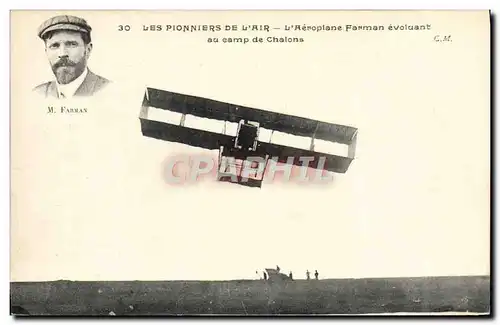 Ansichtskarte AK Avion Aviation L&#39aeroplane Farman evoluant au camp de Chalons