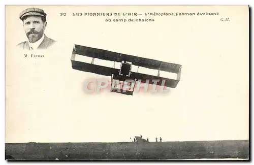 Cartes postales Avion Aviation L&#39aeroplane Farman evoluant au camp de Chalons