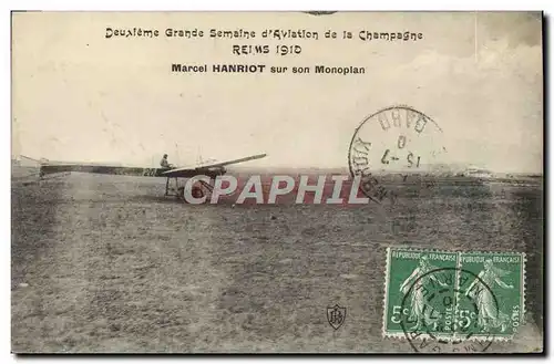 Ansichtskarte AK Avion Aviation Deuxime Grande semaine d&#39aviation de Champagne Reims 1910 Marcel Hanriot sur s