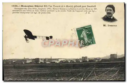 Cartes postales Avion Aviation Monoplan Type Traversee de la Manche Darioli