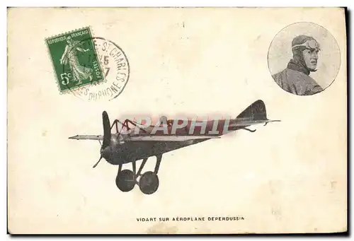 VINTAGE POSTCARD Plane Vidart Aviation on Deperdussin airplane