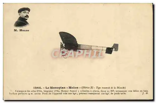 Cartes postales Avion Aviation Monoplan Molon Bleriot XI Traversee de la Manche