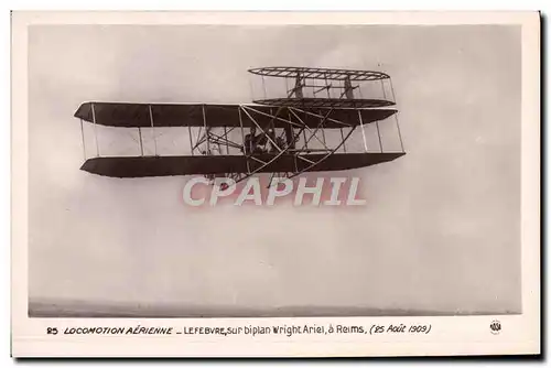 Ansichtskarte AK Avion Aviation lefebvre sur biplan Wright Ariel a Reims 25 aout 1909