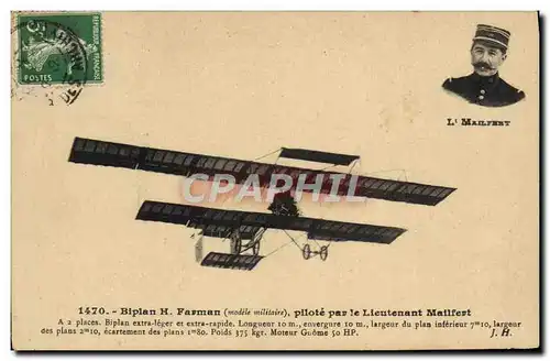 Ansichtskarte AK Avion Aviation Biplan H Farman pilote par le lieutenant Mailfert