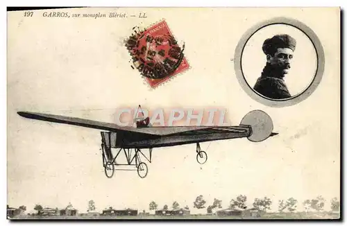 Cartes postales Avion Aviation Garros sur monoplan Bleriot