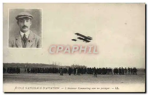 Cartes postales Avion Aviation Ecole nationale d&#39aviation Aviateur Kimmerling avec son passager