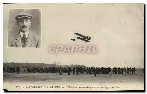 Cartes postales Avion Aviation Ecole nationale d&#39aviation Aviateur Kimmerling avec un passager